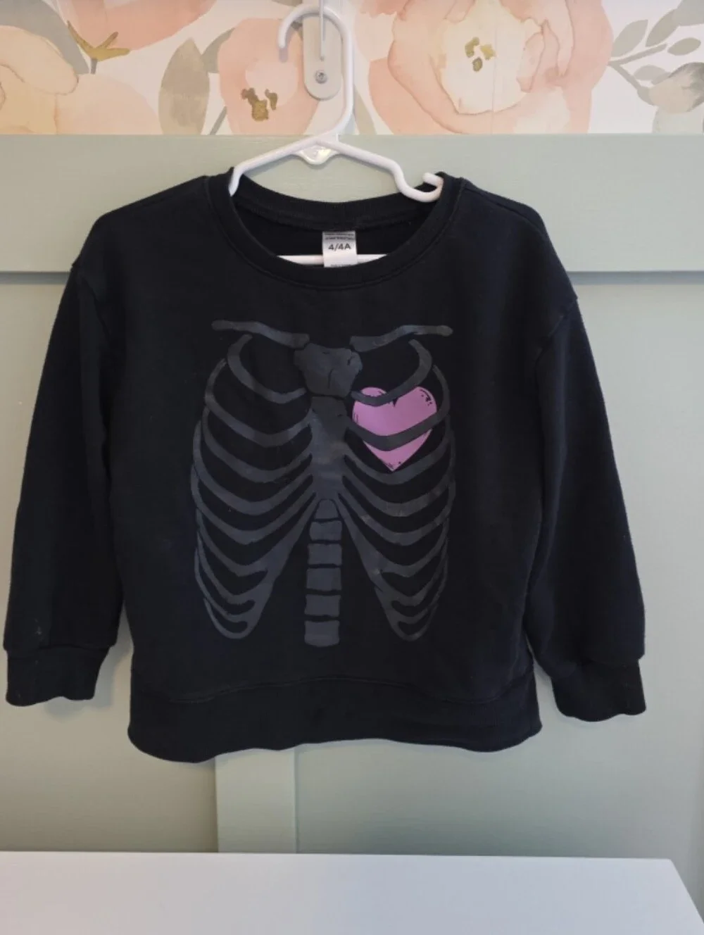 Carter's 4t Halloween skeleton girl's sweatshirt goth baby Gothic
